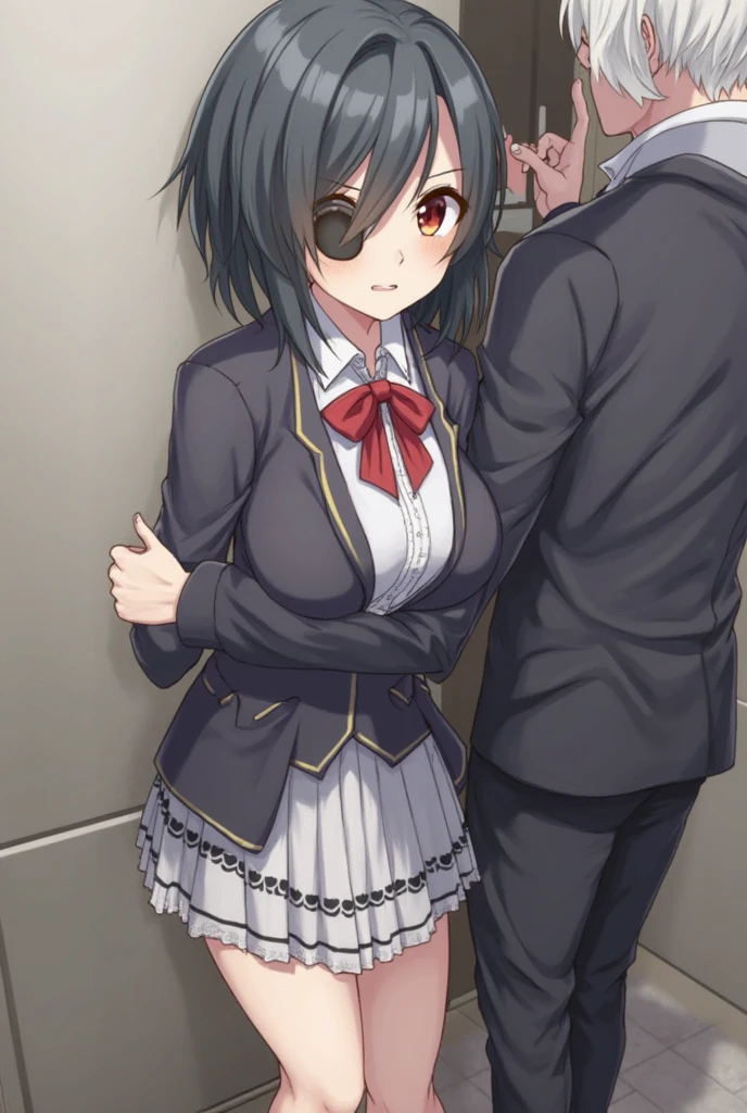 <lora:Manaka nemu-V1:0.6>,(masterpiece:1.2),(best quality:1.2),(absurdres:1.2),illustration,8k,hd,1girl,bangs,breasts,brown_hair,black_shirt,school_uniform,(purple_eyes:1.2),collarbone,braid,serafuku,choker,blunt_bangs,black_sailor_collar,neckerchief,black_serafuku,long_sleeves,single_hair_bun,shoes,black_thighhighs,zettai_ryouiki,<lora:SasukeChokeEditsMeme>,IncrsChokeMeme,