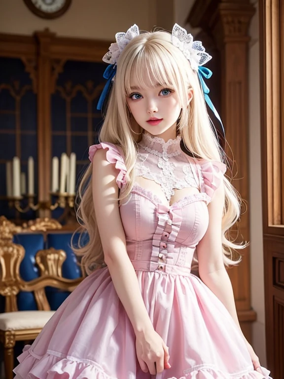 dress,white thighhighs, twin braids, (knee shot), (Surreal), (illustration), (Resolution enhancement), (8k), (Very detailed), (Best illustration), (Beautiful and delicate eyes), (best quality), (Super detailed), (masterpiece ), ( wallpaper), (Detailed face),one blonde, curls,(High top fade in and out:1.3), (Smile brightly, bright look), dark theme, soothing tone, pastel colors, high contrast, (natural skin texture, Surreal主义, soft light, Impatient),exposure blending, medium shot, Bokeh, (human development report:1.4), high contrast, (Movie, teal and orange:0.85), (pastel colors, fade, soothing tone:1.3), high saturation, (Super detailed:1.2),(big breasts :1.2)