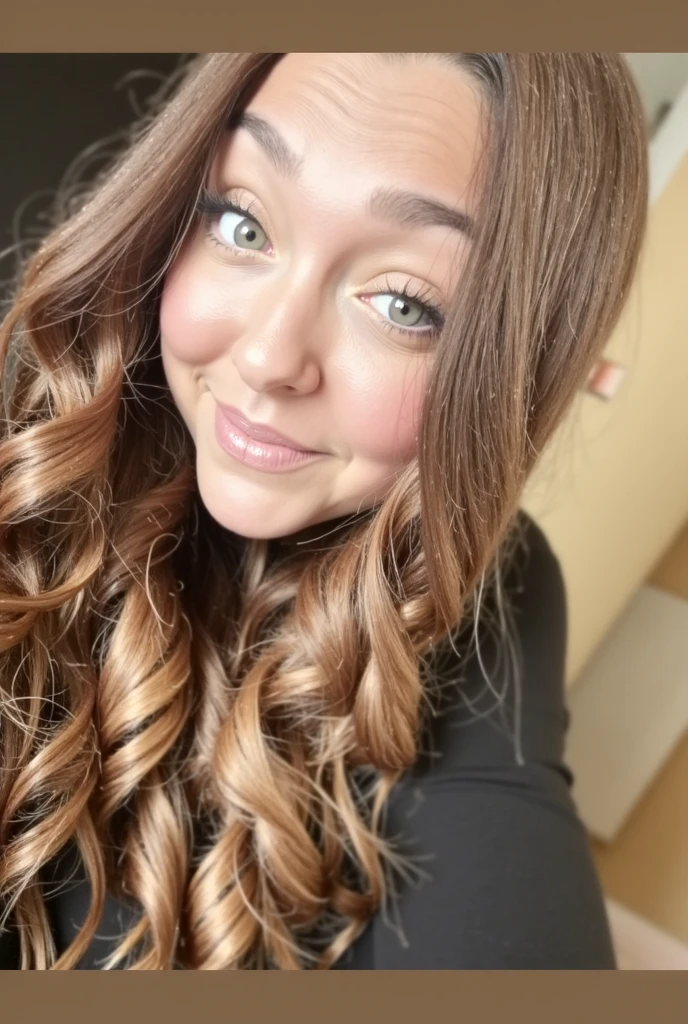 big eyes, young, 1girl, thick curly brown hair, cute face, Jordan