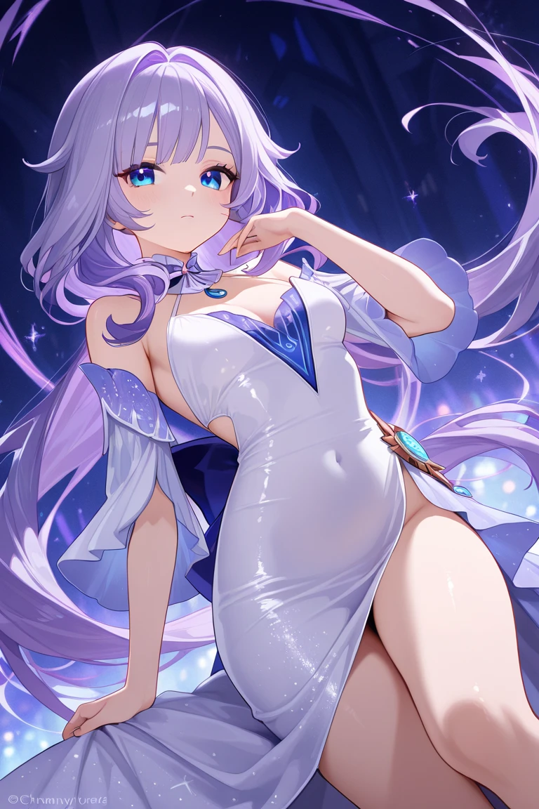 Super invincible beautiful girl,Extremely stunning,Beautiful, cute, cute,The little loli is super sweet,Good looks,Milky whoops,Very detailed, sharp focus, 8k, 4K, (Surrealism),(microscopic details), rich and colorful,Slender body, Galaxy textured body, Spectral appearance, Nebula gas surrounding his body, sacred posture