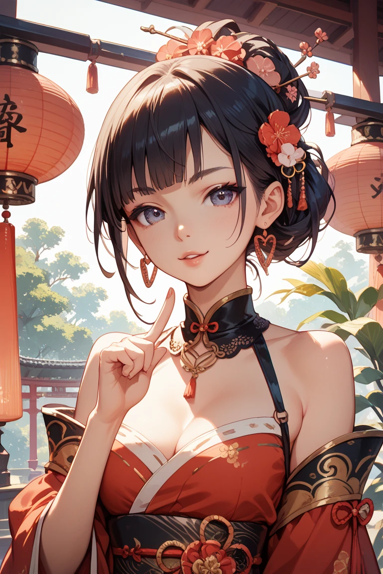 8k_wallpaper, extremely detailed eyes, extremely detailed body, (large masterpiece digital art), (detailed manga illustration), (detailed line art), ((perfect anatomy)), (intricate details:1.3), (ultra-detailed:1.3), (illustration:1.3), (sharp focus:1.3), (natural lighting:1.05), (vivid colors:1.3), (masterpiece), best quality, expressive eyes, perfect face, 1girl, animal ears, bare shoulders, {blue eyes}, blurry, bracelet, breasts, choker, cleavage, cowboy shot, depth of field, festival, fireworks, heart, heart choker, Japanese clothes, jewelry, kimono, large breasts, looking at viewer, mask, mole, mole under mouth, obi, off shoulder, parted lips, rabbit ears, ribbon-trimmed legwear, ribbon trim, sash, short hair, short kimono, short yukata, skin dentation, smile, solo, thigh-highs, Viera, wide sleeves, green yukata,