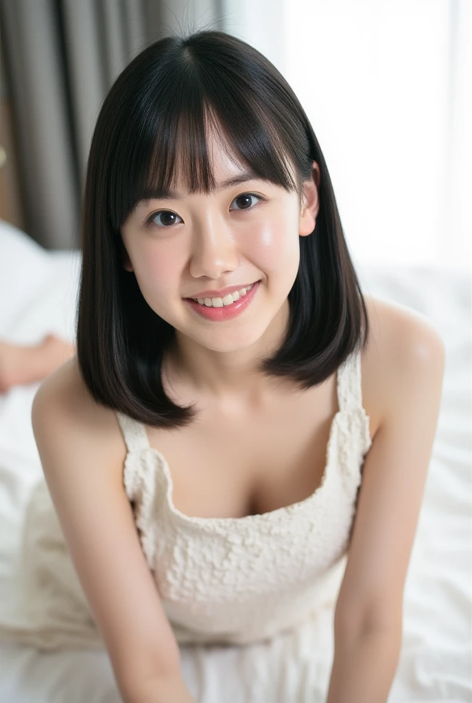 hight resolution、high-level image quality、in 8K、Real live-action、Raw photography、top-quality、​masterpiece、超A high resolution、Raw photo、ren、Beautiful fece、masutepiece、((Obscene content))、For adults、charm of 、absurderes、((((Japan elementary school students))))、Japan Girl、((8years old))、((with round face))、((Tanuki face))、((Cute little face))、(((((A smile)))))、de pele branca、((chubby figure))、小柄、Juvenile physique、Smaller chest、narrow shoulders、chubby face、Bigger eyes、thick eyebrows、kne、 thighs thighs thighs thighs、shorten the neck a little、with round face（Anatomically correct)、独奏、fullllbody、Very nice、、 ((Pubic area))、(Mansuji)、((White panty))、Are sleeping、（Photorealsitic：1.37）、Photon mapping、Realistic、Radio City、Physically Based Rendering、depth of field rally background、a picture、(((a junior idol in Japan)))、Sparkling eyes、shiny lip、too bright natural light、The Bright Sun、Too bright sunlight、(((((8years old)))))、(((Pubic area)))、(Mansuji)、sit on sofa、Open your legs、Open your crotch、Alone,Show each other、(((White apron with frills)))、(((Apron naked))),Short hairstyles、Short-cut hair、 ((Alone)),NSFW、((background is Western-style room、In front of the window))