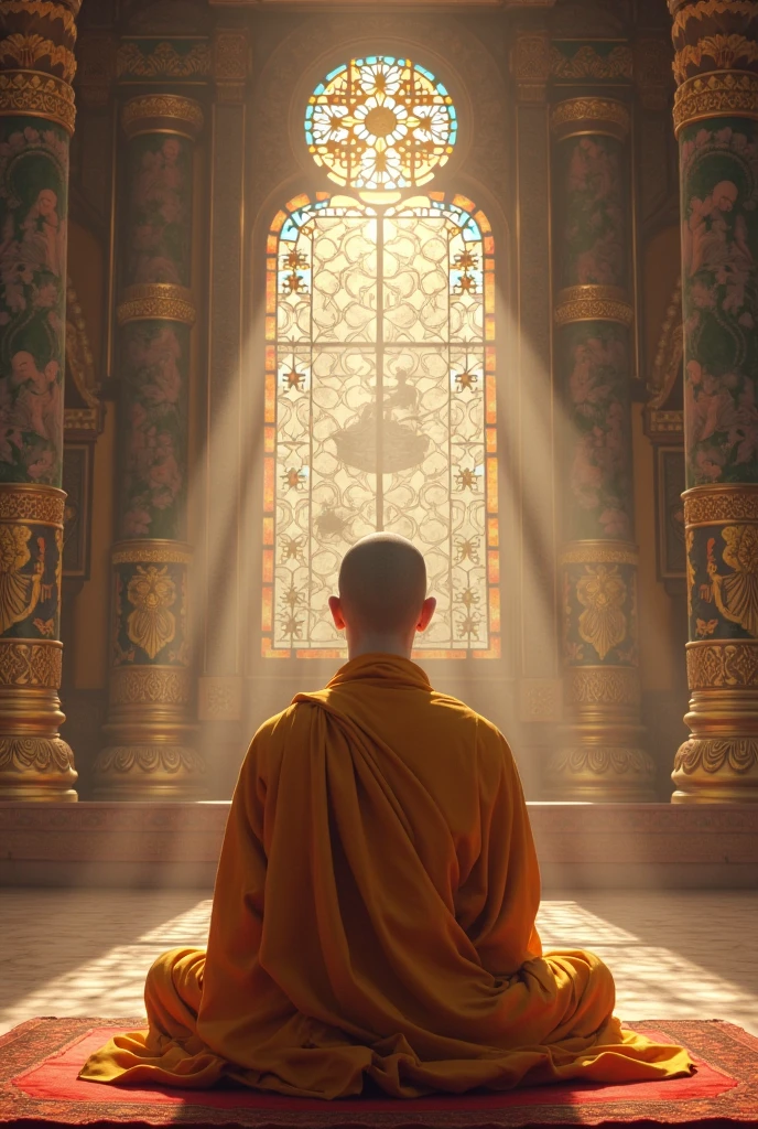Ultra HD 4K Wallpaper (((("Masterpiece")))), "very detailed" Monk standing and chanting