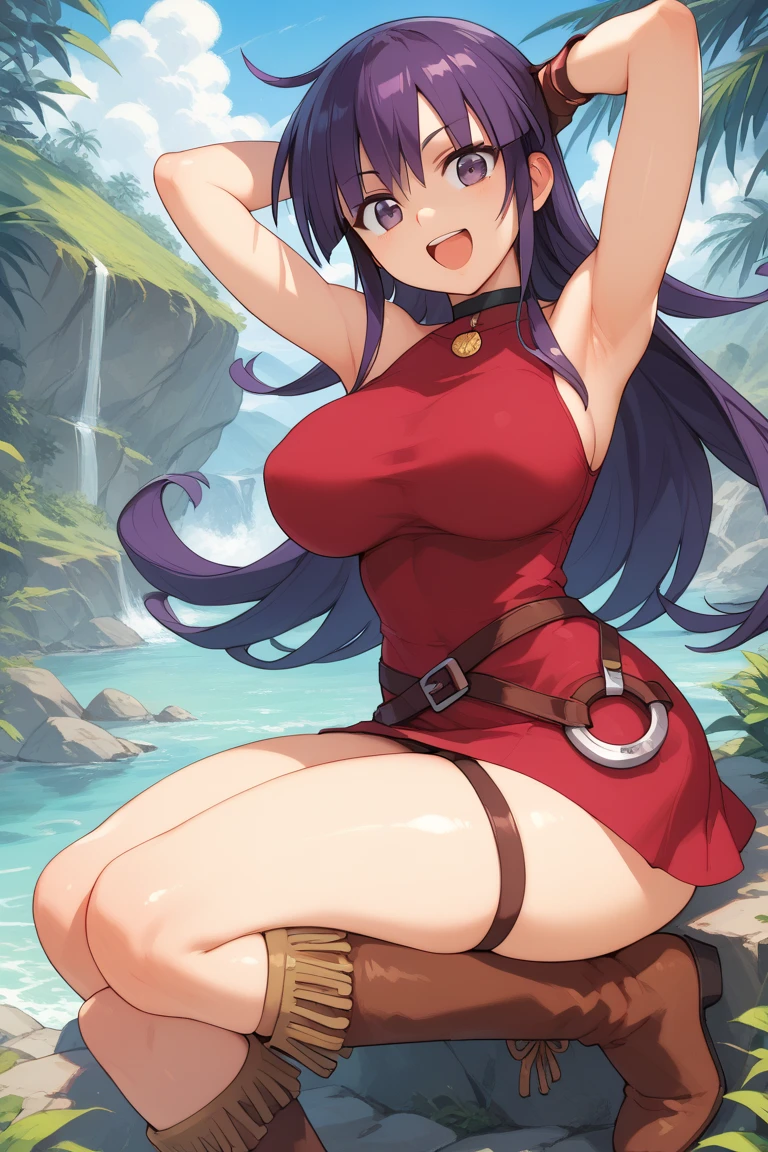 gigantic breasts,anime illustration, spread legs,open arms,full body