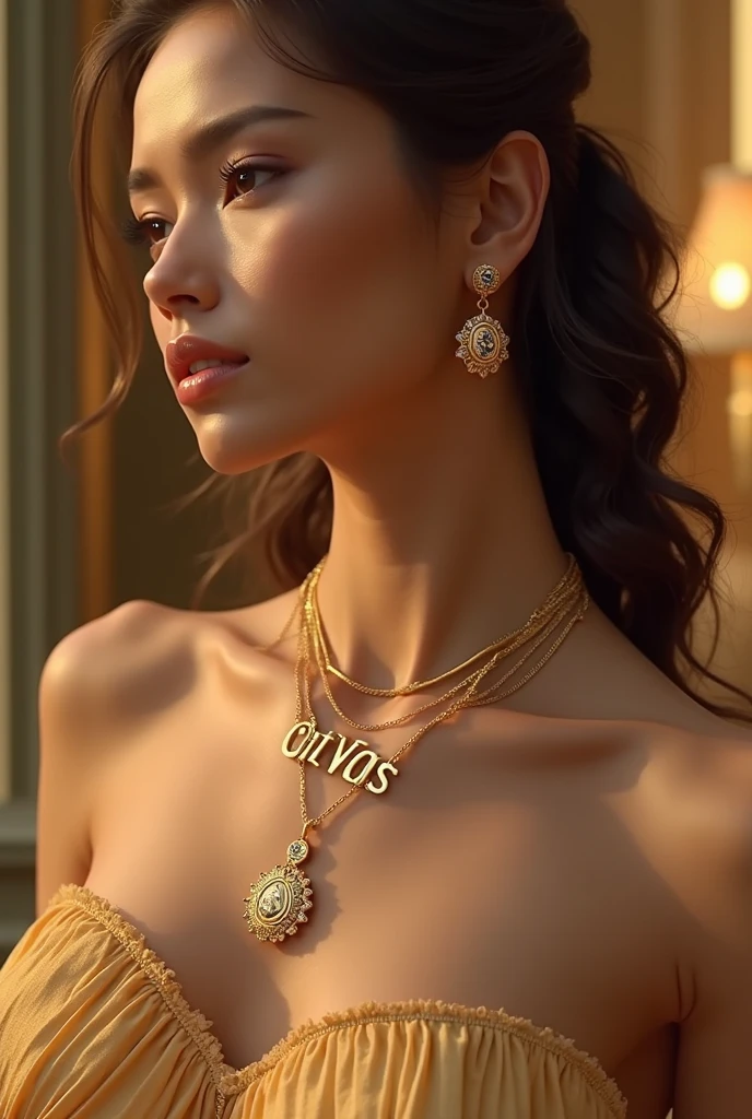 Super realistic image, NVIDIA RTX, super resolution, Unreal 5, Subsurface Dispersion, PBR Texturing, Post-processing, Maximum clarity and sharpness, Multi-layer textures, of (a very beautiful young woman, incandescent), (Tall model), thin, eyes blues, ((long, voluminous bright blonde, golden hair, a rose in her hair)), (((Light skin with glitter, sparkly earrings, intricate details))), ((Half-length portrait)), (high quality , Ultra-realistic scene, High definition 8K RAW)