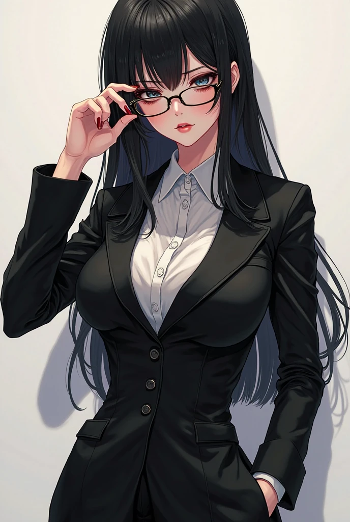  Mujer blanca con lentes flaca y de estatura baja con cabello negro