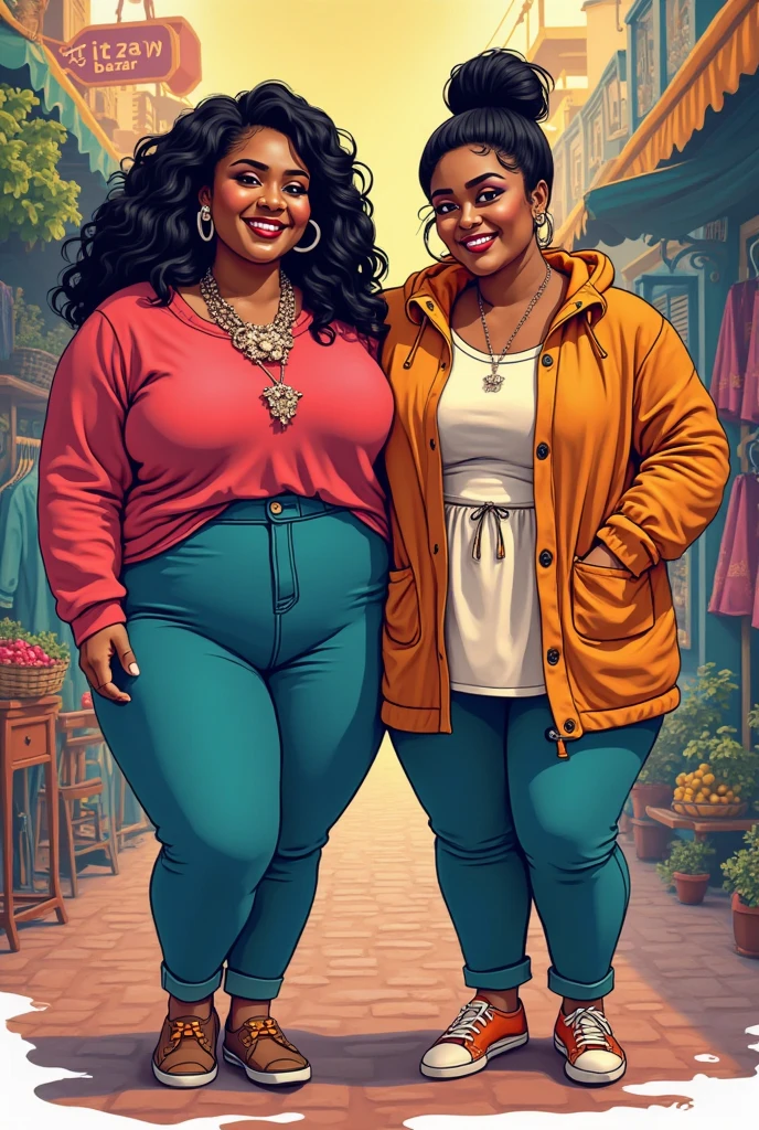 eye glass、small afro、Curly hair、short-cut、Forehead、thick eyebrow、bbw、Obese body、plump、Plump、Colossal tits、gargantuan butt、large earring、Thick lip、Painted lips、leopard print jumpsuit、Wide pants、Thick belt、Pearl Necklace、Walking