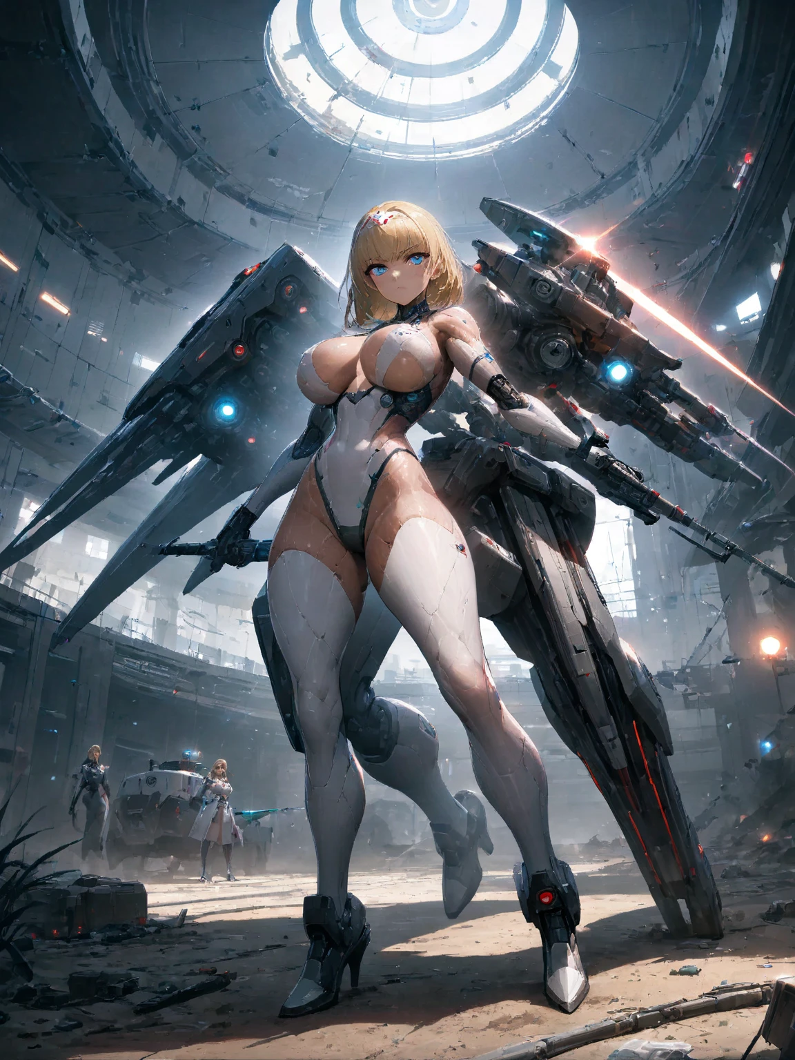 Mecha girl, panorama, masterpiece, sexy, slim, stockings, beautiful legs, bare shoulders,