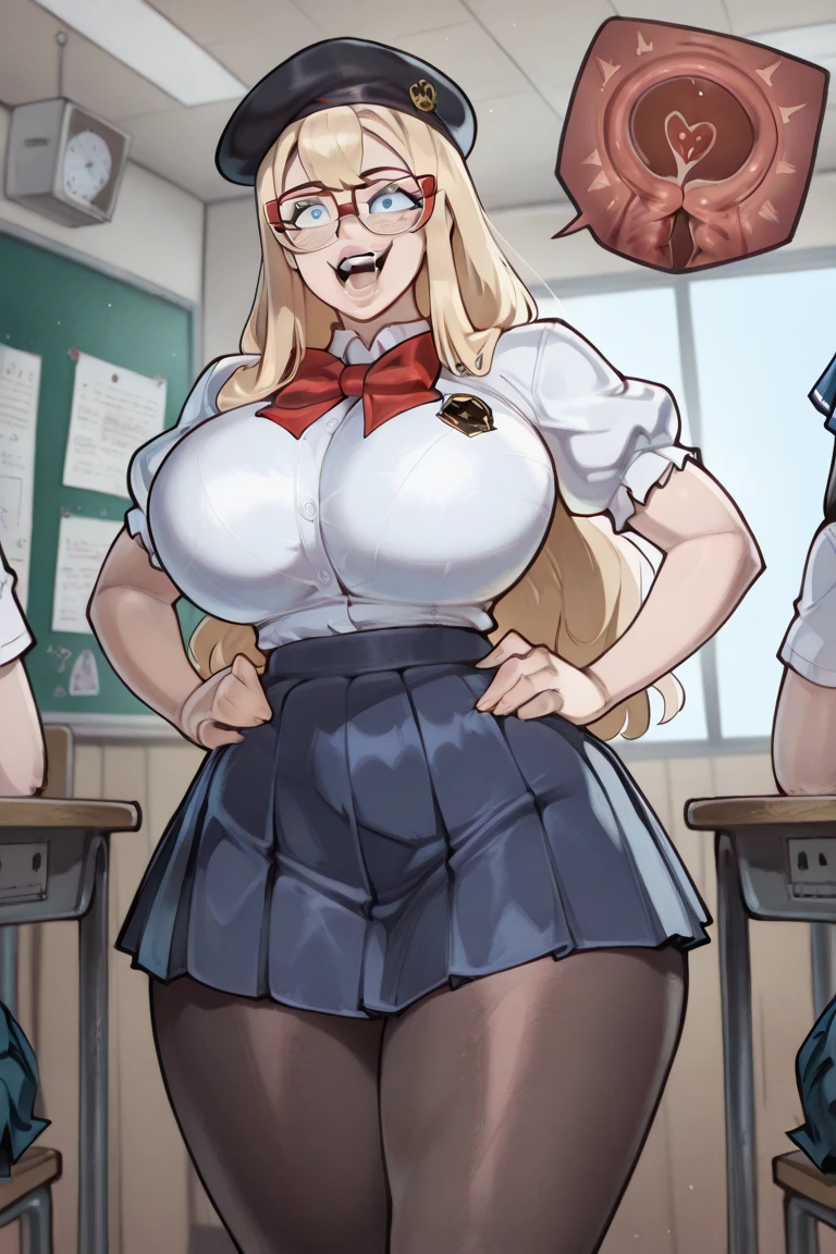 2heads, a tall thin woman with 2 heads. She has enormous breasts. She is wearing business attire. She is in an executive office. Laying on back, laying on desk. Straddling viewer, having sex with viewer. She has enormous fat breasts. She looks nerdy. Large circular glasses. She is smiling wide. She looks drunk. She has messy hair. She has giant hard nipples. She has gigantic fat breasts. She is very tall and thin. She looks young. Blushing, aroused. Drunk, intoxicated.
