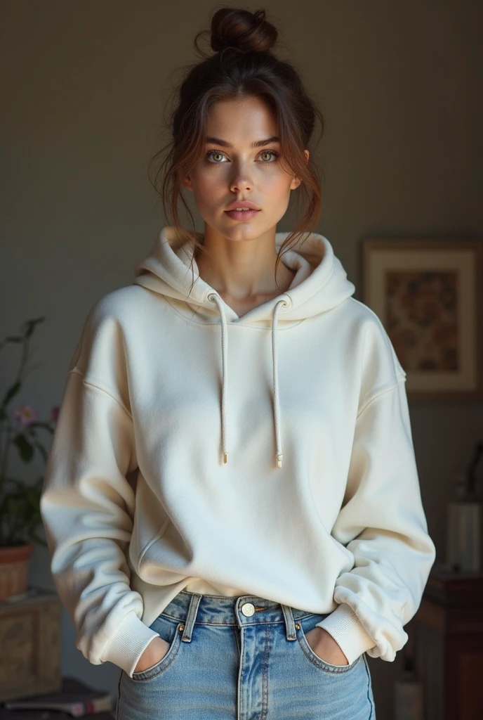 Make a plain beige sweatshirt
