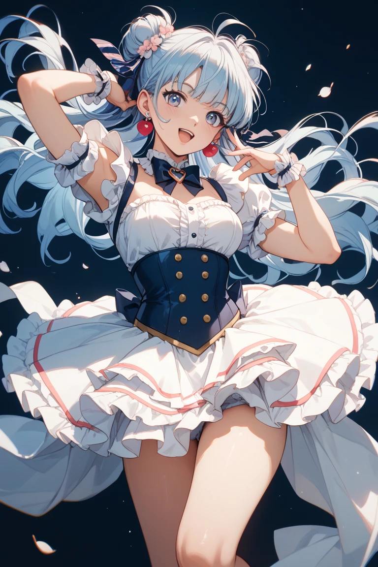 (masterpiece, best quality), 1girl, light blue hair, water hair, light blue eyes, flying petals, water blade, light blue water magic circle, light blue corset, black thighhighs, sidelighting, light particles, abstract, <lora:add_detail:1>