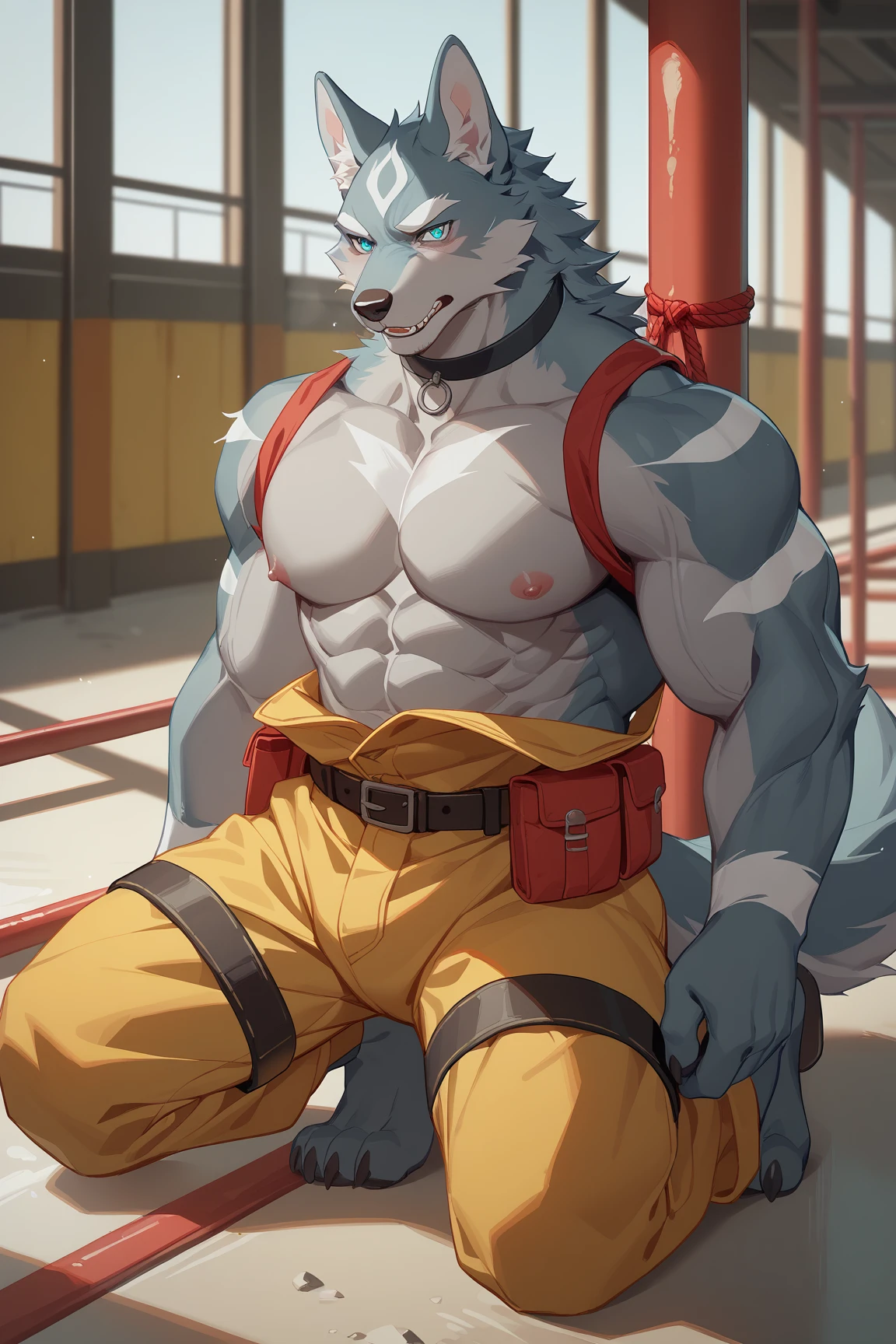 Owen Loreley, nur,  (Weiche Schattierung), 4K, Hallo nichts, detailliertes Gesicht, Detaillierte Augen, Detailliert, (full entire body), von zackarry911, von zaush, (von Personalami:0.5), Zootopia-Stil, muscular, muscular male, nur, Jacke, male focus, Hose, sexy hot ohne shirt, shirtless, sixpack, sweaty, wet, hairy,