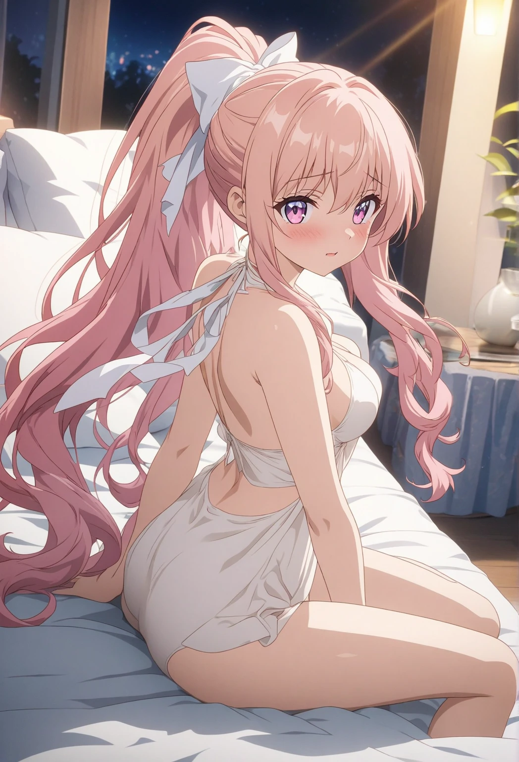 anime girl in lingerie sitting on bed with open window, seductive anime girl, attractive anime girl, beautiful anime girl, beautiful alluring anime woman, smooth anime cg art, anime moe artstyle, pretty anime girl, anime girl, soft anime illustration, ??????????? , beautiful alluring anime teen, top rated on pixiv, cute anime girl, beautiful anime woman