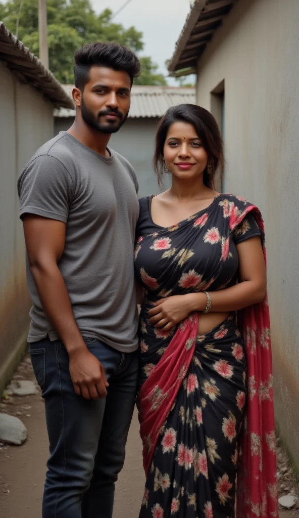 charming Indian Curvy gf romantically grabbing front her handsome boyfriend .