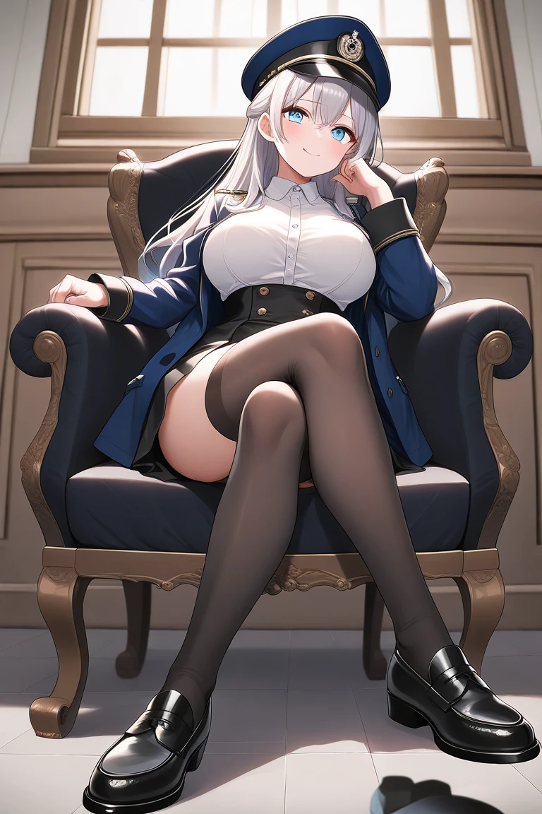 Girl, nfsw, pussy touch, pleasure,masturbated girl, solo sex,fingering self, Black stockings, white hair, white bra, class Room, under table, hide, uniform, no panties, Black uniform, leave class, black mask, sit, class chair, class table, under table, blackboard, teacher, looking blackboard