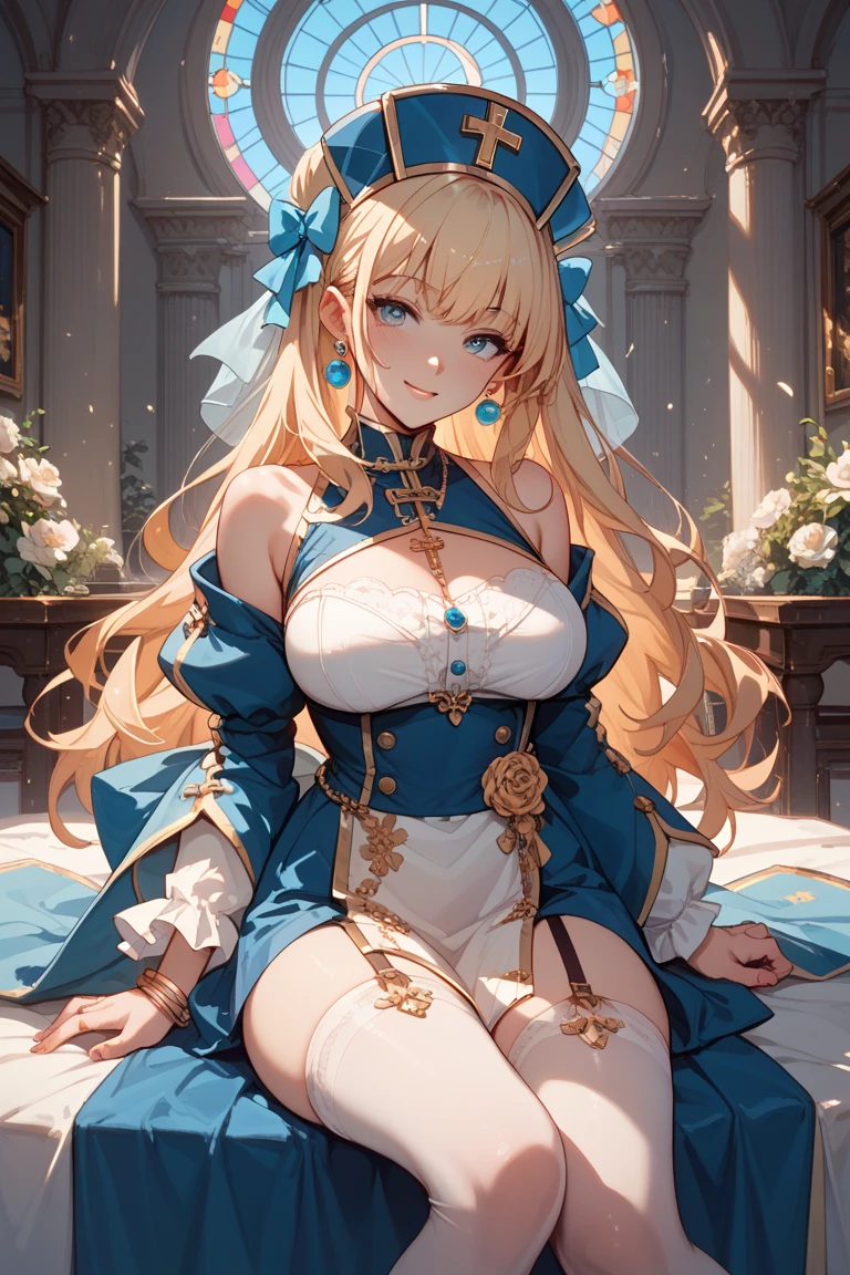 masterpiece:1.4,best-quality,Super Detail,Very Delicate and Beautiful, ((( nsfw, A beautiful woman, mysterious skirt ))), orgasm, blonde hair, very gigantic breasts, cleavage, very slender, perfect face, fancy dress, off-shoulder