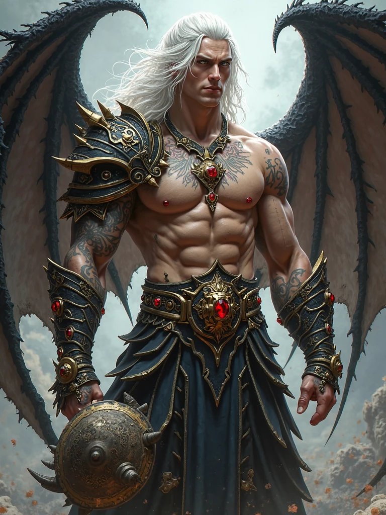best quality+ultra-detailed+extremely detailed unit CG 8k wallpaper+masterpiece), (1 male character: 1.5), (no clothes: 0.9), full body shot, (wielding a giant axe), (9 feet tall: 1.2+muscular: 1.2), (1 pair of giant draconian wings: 1.2), (dark lead gray skin l: 1.1) background storm area --auto --s2
