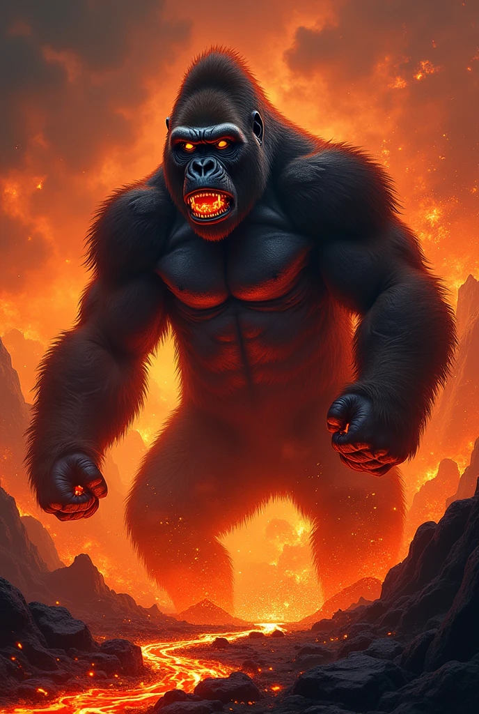 graffiti style An Angry King Kong is surrounded by colorful paint, open mouth, big fire, liquid wave, Layered style, curved design, black background . street art, vibrant, urban, detailed, tag, mural