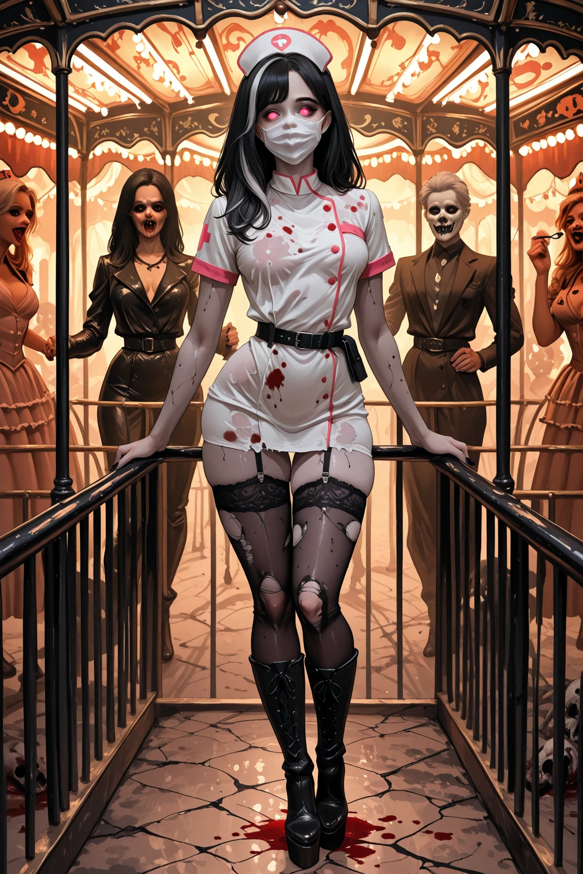 (masterpiece, best quality:1.2),1 beautiful girl,multiple men,realistic,3d,Unreal Engine 5,skin texture,hold,anatomically correct, comic storyboard, long hair,smile,barefoot,girl in lace top,sexy, girl in shiny legging, girl in high heels,cleavage,crossed legs,large breasts, naked male, standing ,trample,cuts,defloration,indoor,couple,femdom,hetero,saliva , mucus,femdom,blood on hands,blood splatter,male,open mouth,trembling, couch,sit,bruise man ,man closed eyes,dark skin man, man cum,bleeding man,man in tight underpants