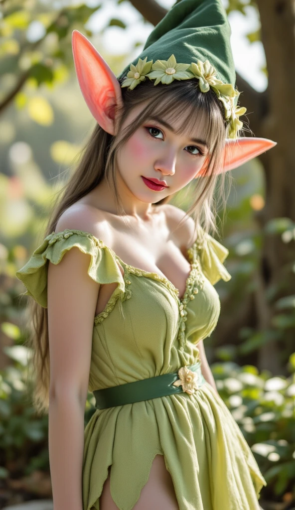 Graceful elven girl standing in meadow, Delicate face illuminated by the soft light of the setting sun. Her long, Flowing hair runs down your back, Decorated with intricate braids、Adorned with sparkling gemstones. This great photo 、、、It captures the ethereal beauty of elves. Slender figure in silk dress、Swaying in the soft steppe breeze. Attention to detail、Face that ace that ace that ace that 、It evident in the intricate patterns of the dress and the subtle highlights of the luminescence. skin. The breathtaking portrayal of the elven girl 、、、、、Create an enchanting atmosphere、It invites the viewer to a magical world. emerald green hair color and eye, best quality, ultra high res, (photorealistic:1.4), (detailed beautiful girl:1.4), looking_at_viewer, Detailed facial details, beautiful detailed eyes, slender body, haunting smile, (makeup:0.3), (ulzzang-6500-v1.1:0.3),teat,A slight smil,Sexy and feminine,Bed room, thin pubic hair, stick out the pubic area, open the crotch,small breasts, 1girl, , ((dynamic pose))), (camel toe), (knee-bending leg sitting)),sexy nude model,