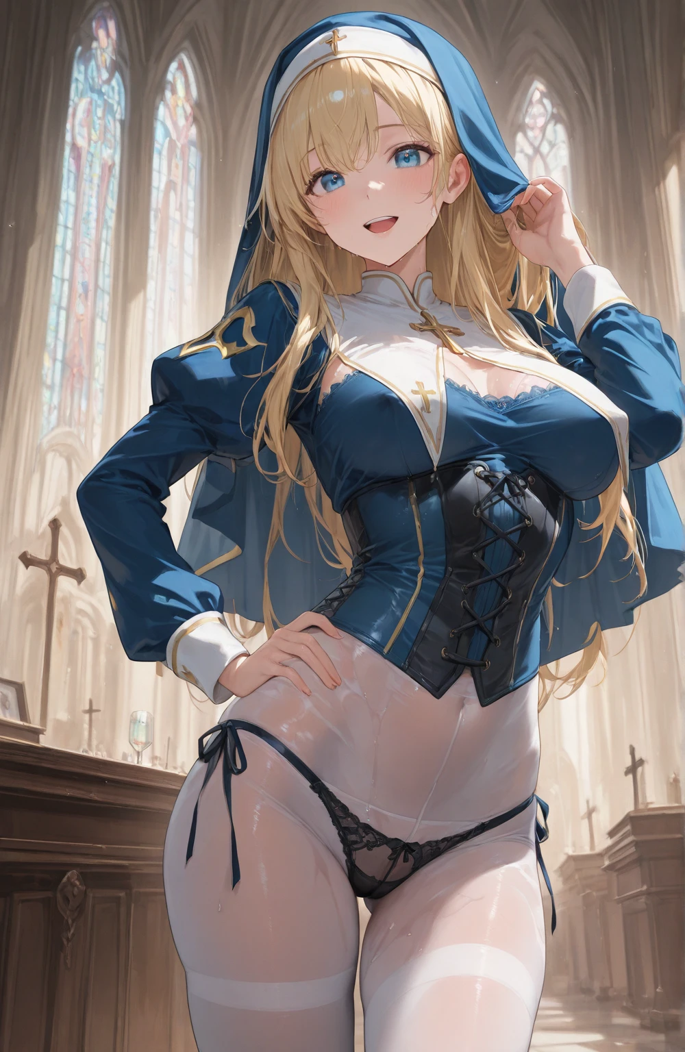 masterpiece,(ultra-detailed),1girl, Lartoria, Artoria Pendragon, \(fate\), smile,open mouth, shrug, thigh strap, large_breasts, ocean, splashing, blonde_ponytail, ahoge, open_legs, 1girl, 18 year old female, Fate Grand/Order, anime style, ultra realistic, high detail, sexy pose, sexy, beautiful, exposed skin, slender, skinny, exposed breast, breast, nipples, nude, nudity, absurdres, high res, ultrasharp, 8K, UHD, retina, masterpiece, accurate, anatomically correct, perfect anatomy, textured skin, super detail, high details, high quality, award winning, best quality, high res, looking at viewer, detailed eyes, four fingers and one thumb per hand, perfect hands, perfect finger, two arms only, no clothes, revealing, blonde hair, blue eyes