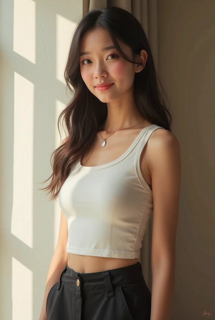 Ultra-high resolution,photograph,Highest quality,photographのようなHighest quality,Japanese,Beauty,woman,beautiful girl,Freshman,Age 25,Beautiful Face,Cute Face,Smile,Beautiful Hair,Straight Hair,,Fair skin,Beautiful legs,Beautiful thighs,full body,White sleeveless,Skinny jeans,Beautiful arms,Open Cafe