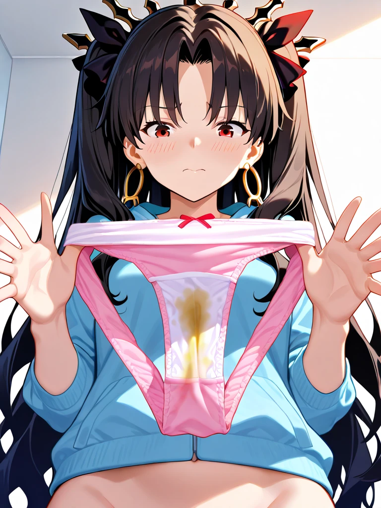 Highest quality、Very delicate and beautiful、8-year-old 、Flat Chest,Primary school students、Black-haired、光沢のあるブラックFrillsドレス,Princess,(Large panties edged with shiny lace),Frills,Gothic style,garter belt,Lace Stockings,Royal Family、Kurkuru Twin Tail、Laughter、Happy,(((Panties looking up from directly below))),Frills