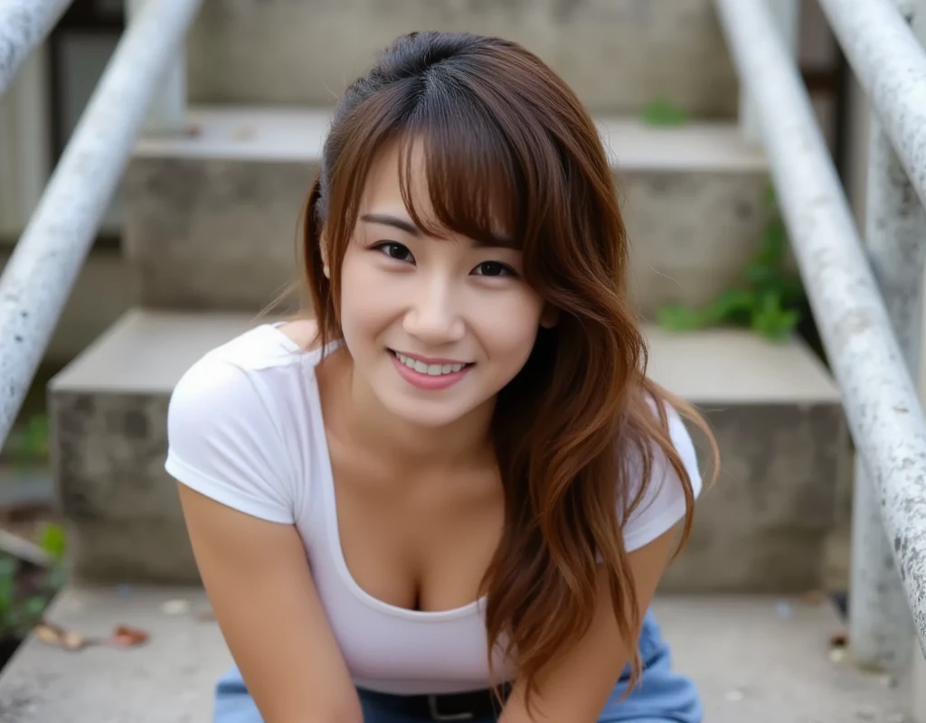 standing beside white board, orange t-shirt, cleavage, black skirt, looking at camera, front view, long hair, bangs, (detailed face), at classroom, tempting pose, potrait body, mouth closed, light smile, black eyes, 1 girl, 20yo,Young female,Beautiful Finger,Beautiful long legs,Beautiful body, Beautiful Nose,Beautiful character design, perfect eyes, perfect face,expressive eyes,perfect balance, (looking at viewer),extremely detailed CG unity 8k wallpaper, White skin, (masterpiece:1.0), (best_quality:1.0), ultra high res,4K,ultra-detailed, photography, 8K, HDR, highres, absurdres:1.2, Kodak portra 400, film grain, (vibrant_color:1.2),professional photograph, (Beautiful,huge_Breasts:1.4), (beautiful_face:1.5),(narrow_waist)