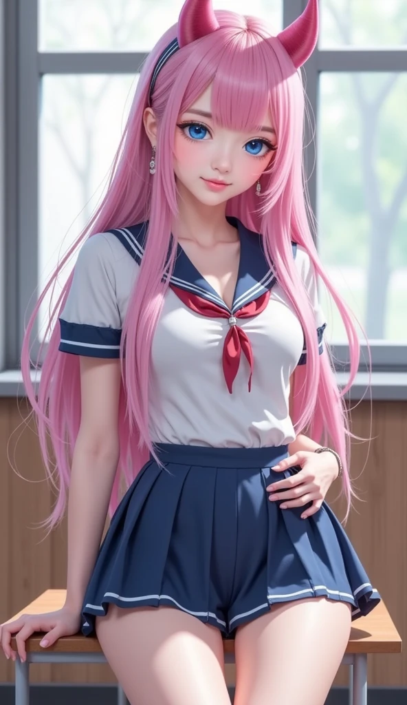 best quality, ultra high res, (photorealistic:1.4), 8k resolution, girl, (pink hair:1.3) , realistic blue eyes, (realistic hair:1.2), (Korean girl:1.2), (realistic eyes:1.2), (beauty face:1.3), perfect body, white pale skin, small breast, cleavage, , (eyes looked up:1.3), petite , Sports bikini, flat chest
