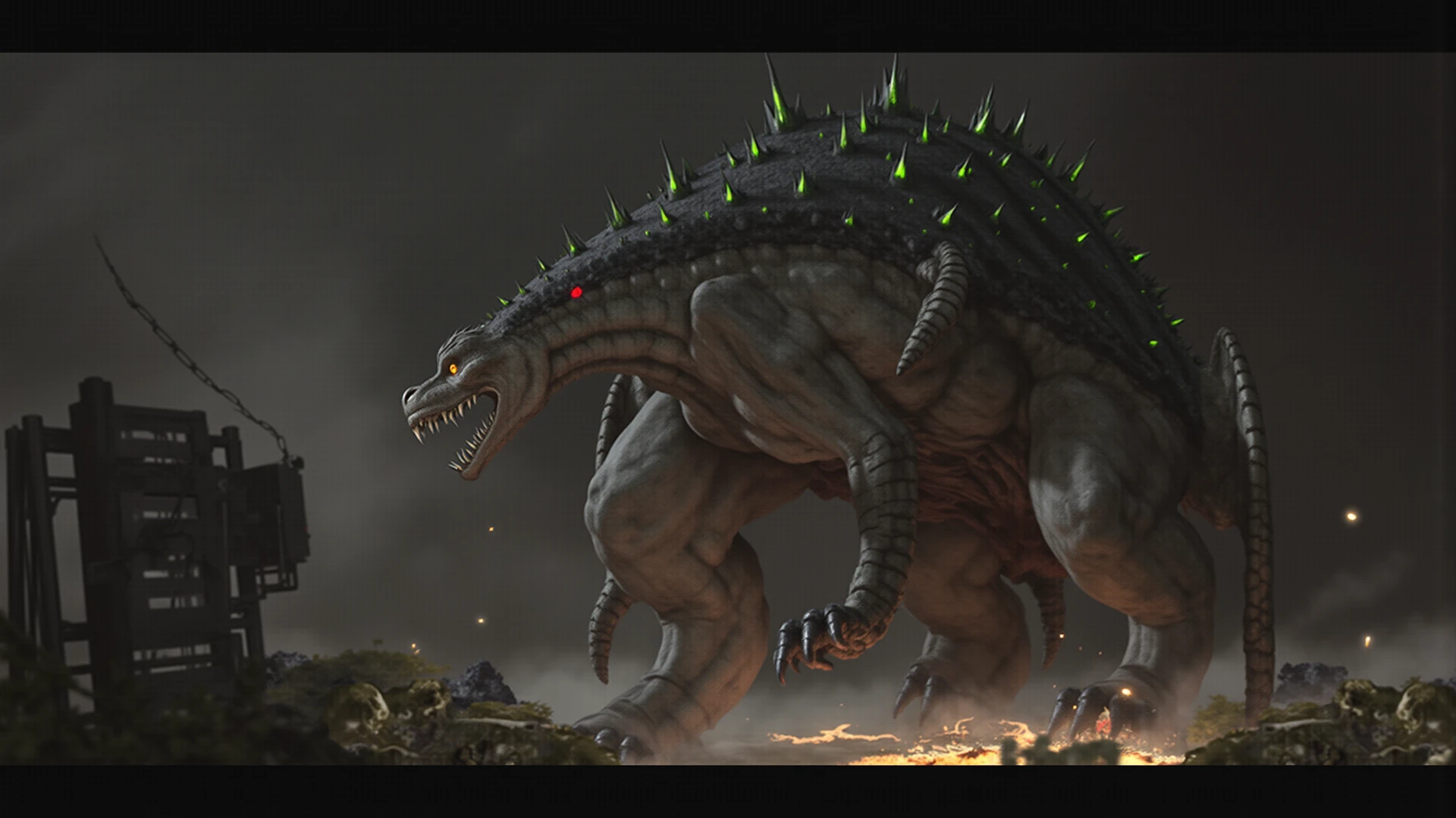 ,They mainly hide in forest areas。The body length is about 3 meters、Weight: about 200 kilograms。Its appearance is covered with dark green skin.、It has sharp fangs and large fins。Its diet consists of preying on small mammals.、Sometimes they destroy crops.。

,scuba diving, diving, alien, difficult, detailed, sf, Biological fiction, , Unknown flora and fauna, documentary