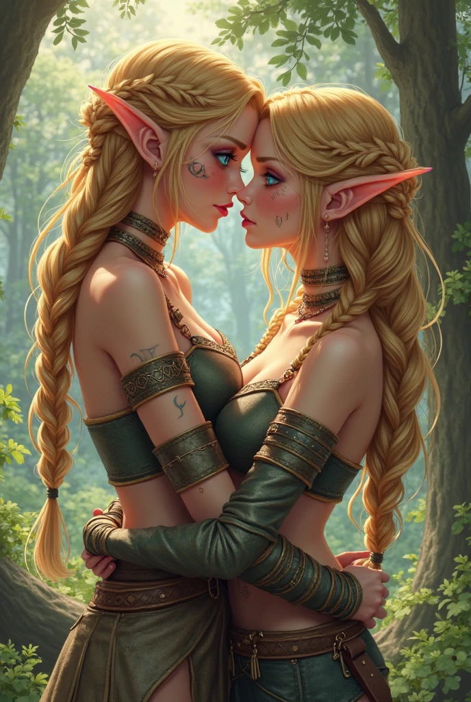 Sexy elf blonde girl in anal sex Scene, anal, mude, leaves, ahegao face, in the forest, Gorgeous, cute, braided, long ears, anime, 3d render, ultra detailed