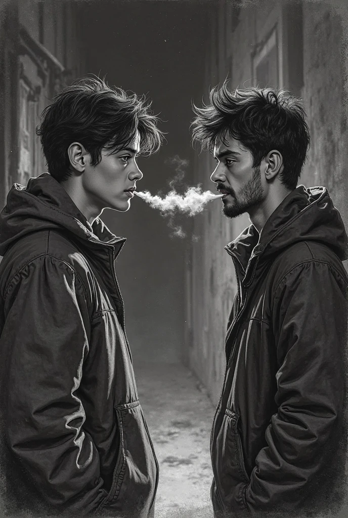 smokeing　male people　illustratio