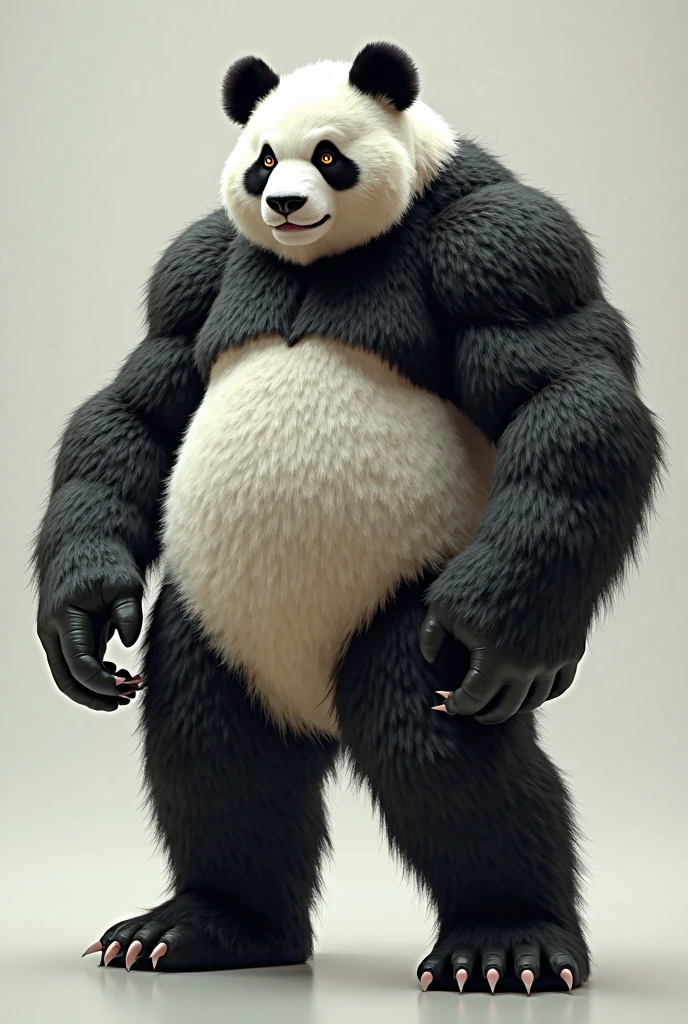 Little adventurous panda //adventurer clothing// haunted cave //similar to a human but being a panda, the whole body is like a panda // in killer clothes