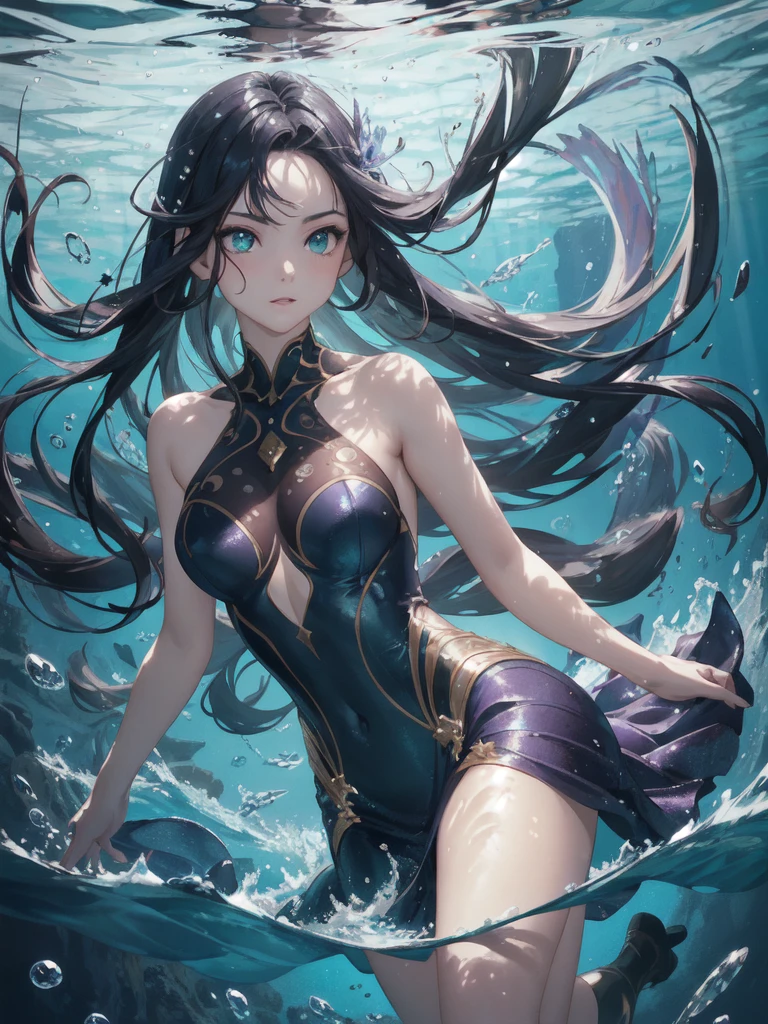 Transparent, wet, gradient, sexy swimsuit