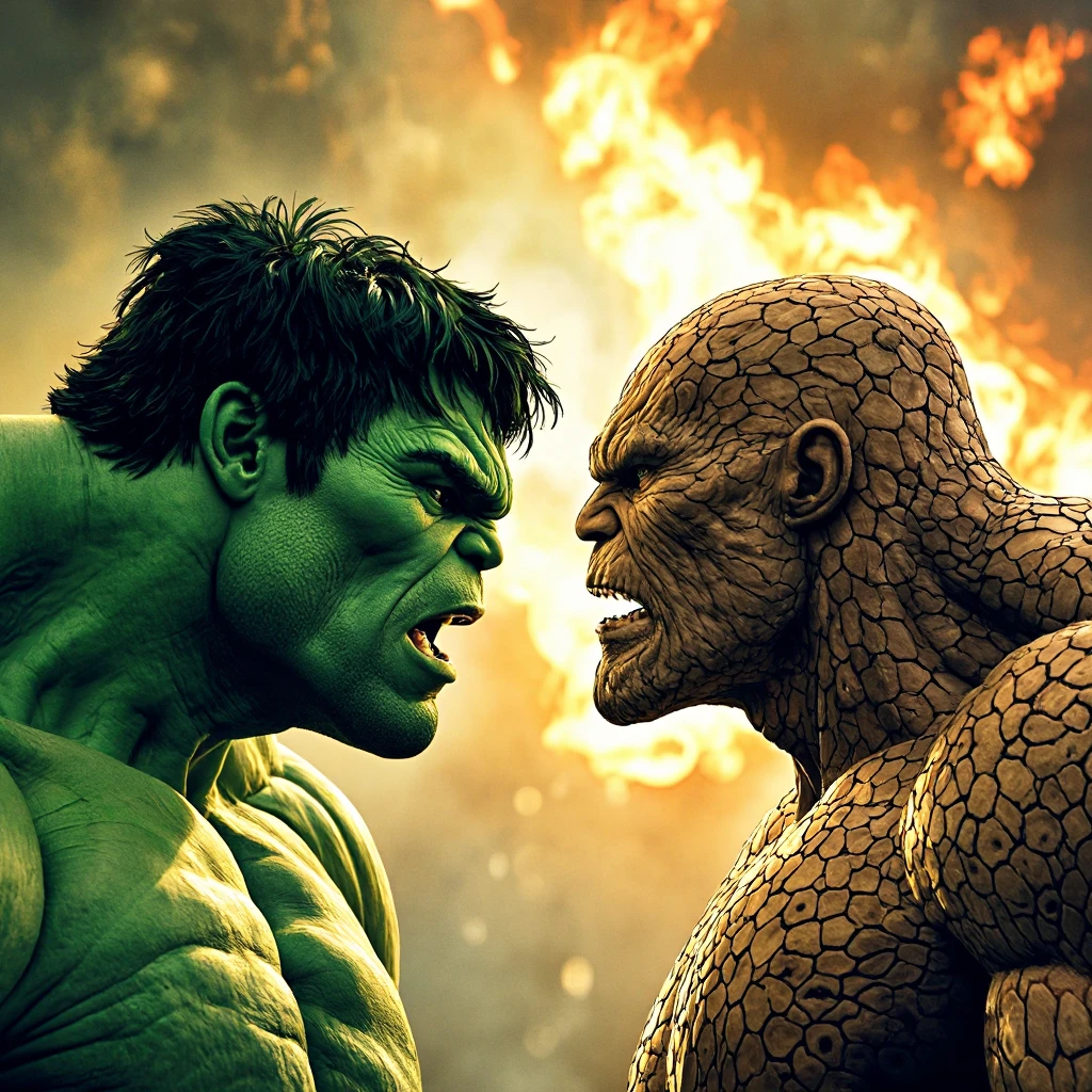 The incredible hulk punches a purple villain who explodes intoslime