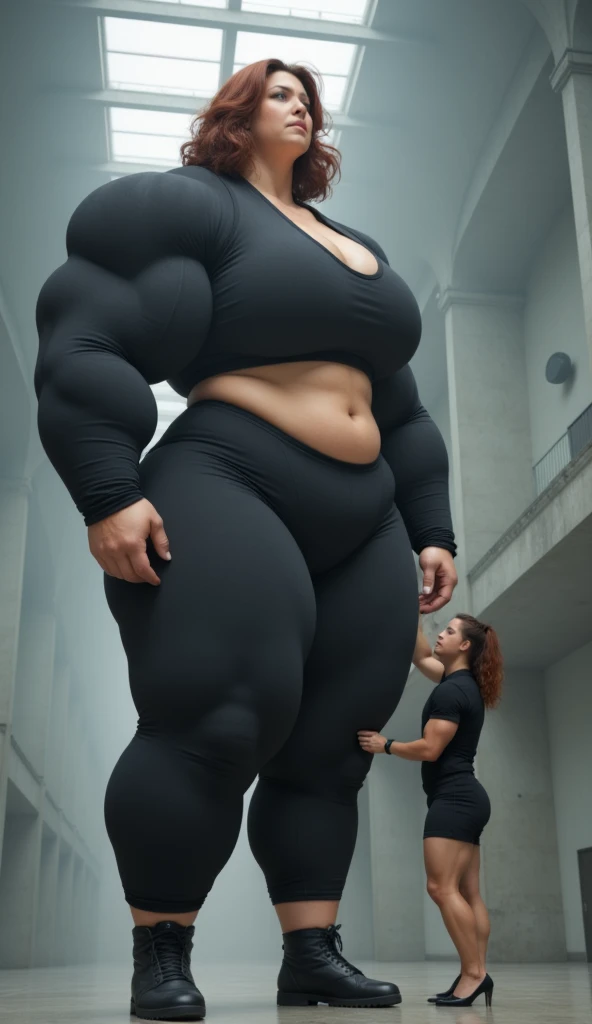 ((Dynamic standing pose:1.5)), ((retrato de corpo inteiro)), ultra hd, uma mulher Araffe usando micro bikini preto posando para uma foto, corpo grande, pernas longas, exaggeratedly large physique, thicc, absurdly massive physique, poderoso e enorme, huge muscles, massive muscles, beautiful thick female, thicc build, large muscles, veias enormes, Tiro gigante impressionante da deusa, muito lindo. large muscles, grosso, extremely muscular, (seios gigantescos:1.8), ((Seios enormes:1.5)), (quadris de thicc:1.4)