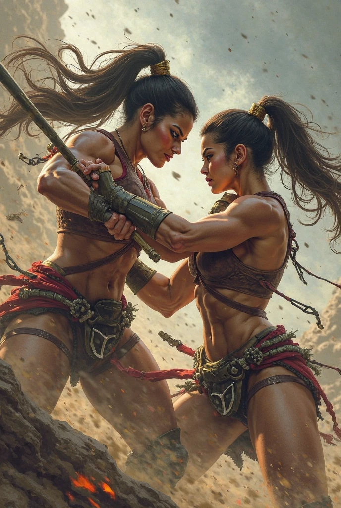 Women's mud fights . muscle