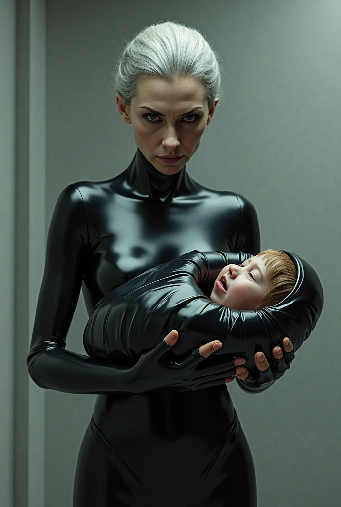 photo realistic wide shot of Darth Vader lovingly holding a naked Princess Leia and comforting her with her eyes closed and her lips parted with an intense expression. Night sky with the Death Star in the background.