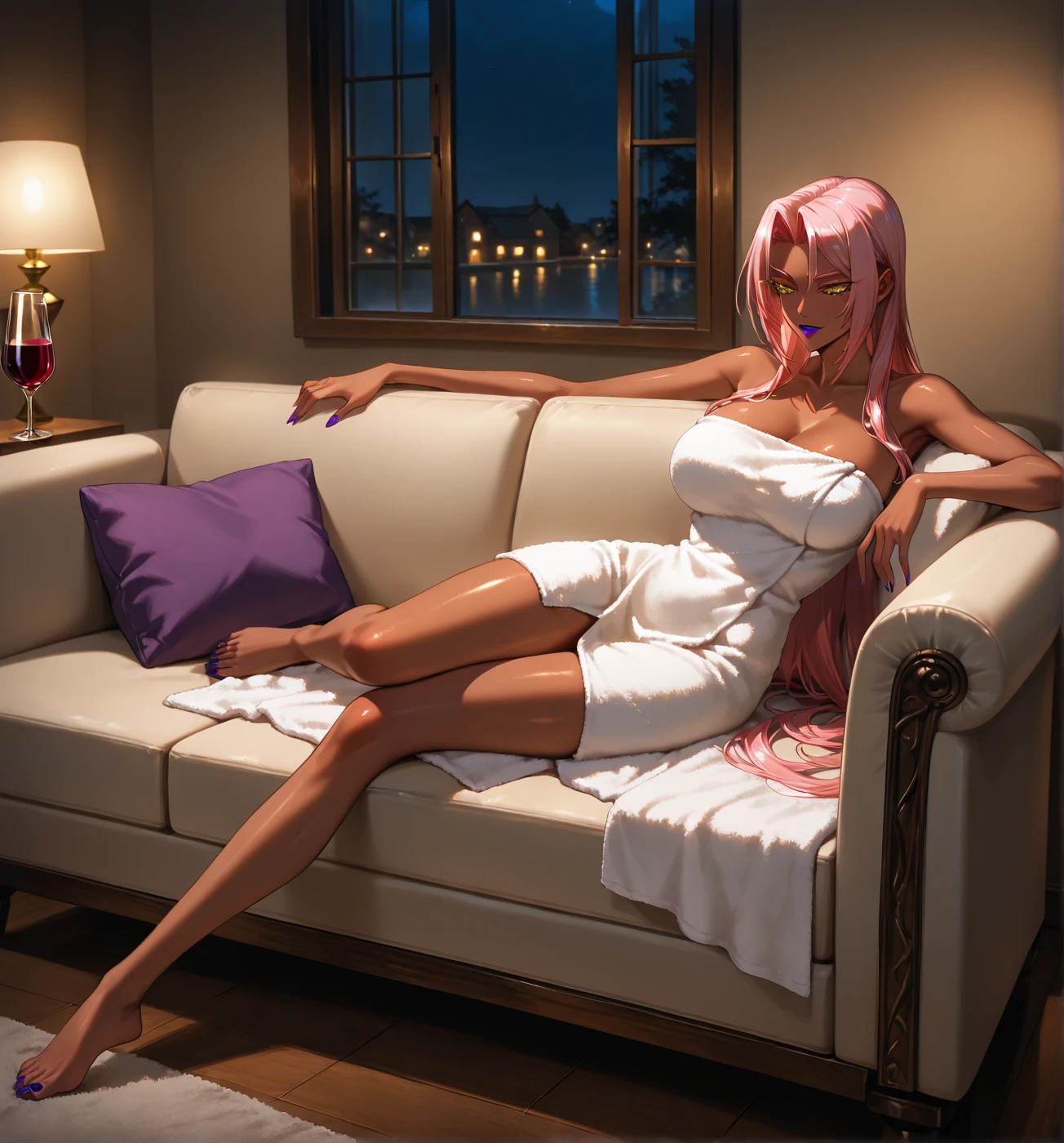 masterpice, Produce an ultra-realistic Instagram model of a beautiful woman: one woman, high heel sandals, full body, long pink hair,pink eyes, soft skin, sitting on a throne, beautiful pink dress, big breast, part of breast out, The image has a high resolution of 4K, with soft, natural lighting that enhances the model's skin tones and the brown color of their outfit, her legs uncovered, pink lips, white skin, a sexy lady, a beautiful lady, and a beautiful face. perfect face, pretty face, goddess face, the pink dress , not white dress