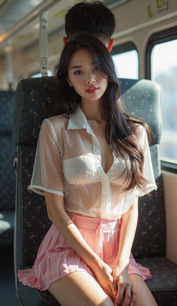(to be born,realistic:1.3), face with shadow, Depth of written boundary, 学to be born服, 
,great art,(((very detailed))),
{1 girl sitting,bangs,女子高to be born,sleep,close your eyes},{white panties,skirt},
{cowboy shot,from before}
,(((8K,very detailed))),in the train, a young girls is sleep contentedly. Through the gap between her legs and skirt, I can see her panties. Because the car is shaking, Calm facial expressions and gentle breathing create a calm atmosphere....,{spread your legs}
,(((very detailed)))