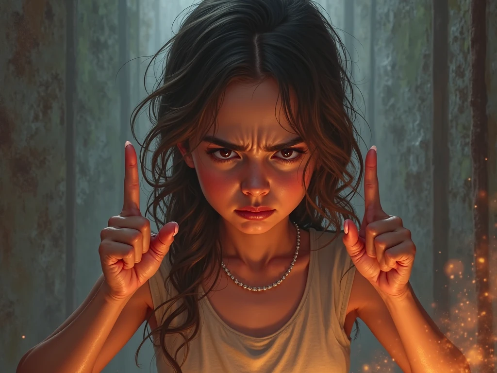 The kidnapped girl. Her hands was tied up