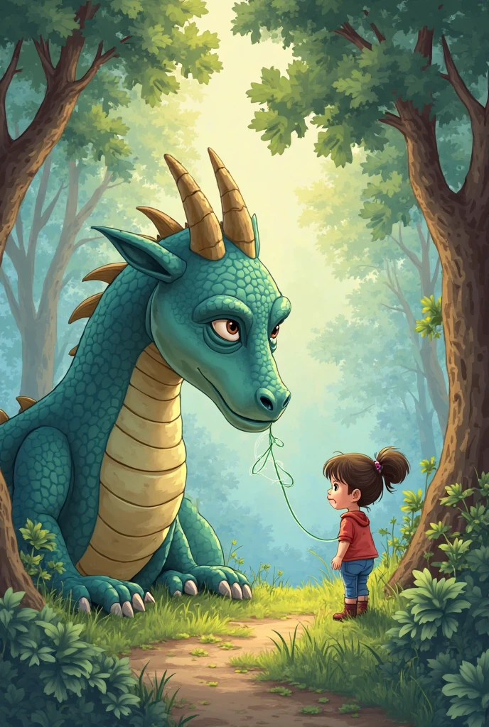Baby with dragon in the background