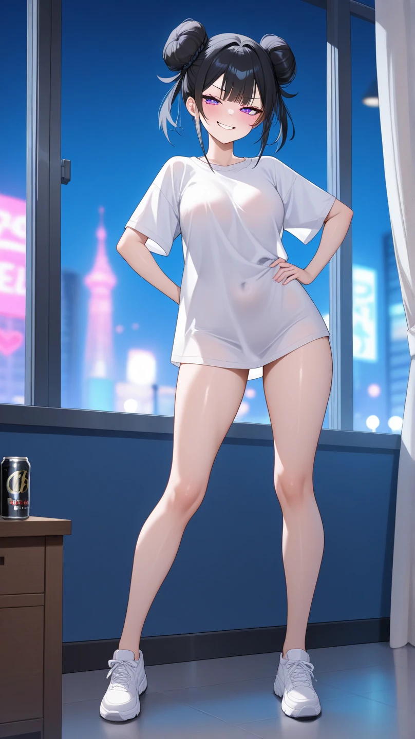 one woman,lightslategray skirt,dress shirt,white lace panties,lift up skirt,cleavage between breasts,wariza,hand between legs,taking off clothes,tiny breasts,butt,tall of a person,thin,gleaming skin,cute face,thick eyebrows,sharp eyes,embarrassed,seductive smile,naughty expression,excited,flushed cheeks,bob hair,wave hair,saddlebrown hair,blue eyes,peer in from below,indoor,on the bed,illustration style,anime style,masterpiece, extremely fine and beautiful,illustration,kiss,adult woman