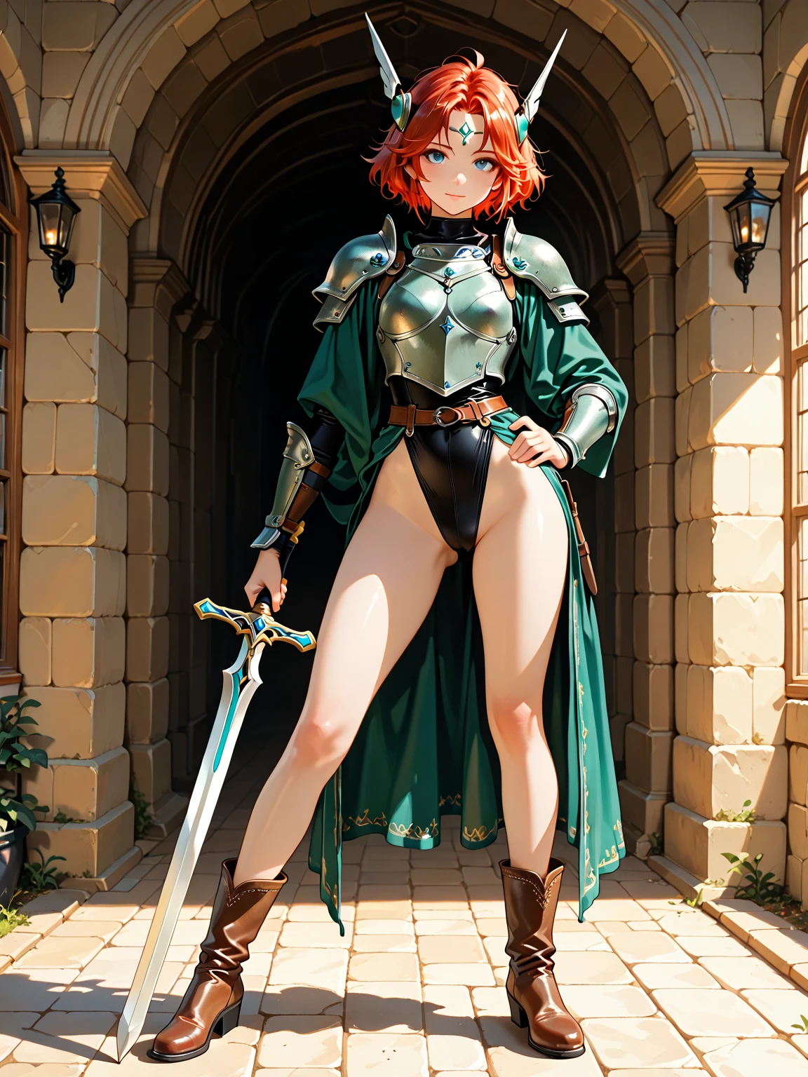 full body,wearing armor,warrior armor, ancient armor, sword, armor boots, masterpiece, (high detail:1 1), Rough face, Natural skin, high quality, Naruto Sakura,Pink hair, short detailed hair,Green eyes,(Big breasts:1.2 ),( smile:1.2),Face blush,(cleavage:1.4),Sexy figure, perfect bodies, beautiful eyes, (Detailed face and eyes), (face: 1 2), voices, Extra, real photo, ... ... ........... PSD, Lamp film photography, sharp focus, contrast lighting, Delicate skin, High definition 8K, incredible details, realistic, professional photo shooting, 8K UHD, SLR camera, soft lighting , high high quality, film grain, Fujifilm XT3, magic, particle FX, full body