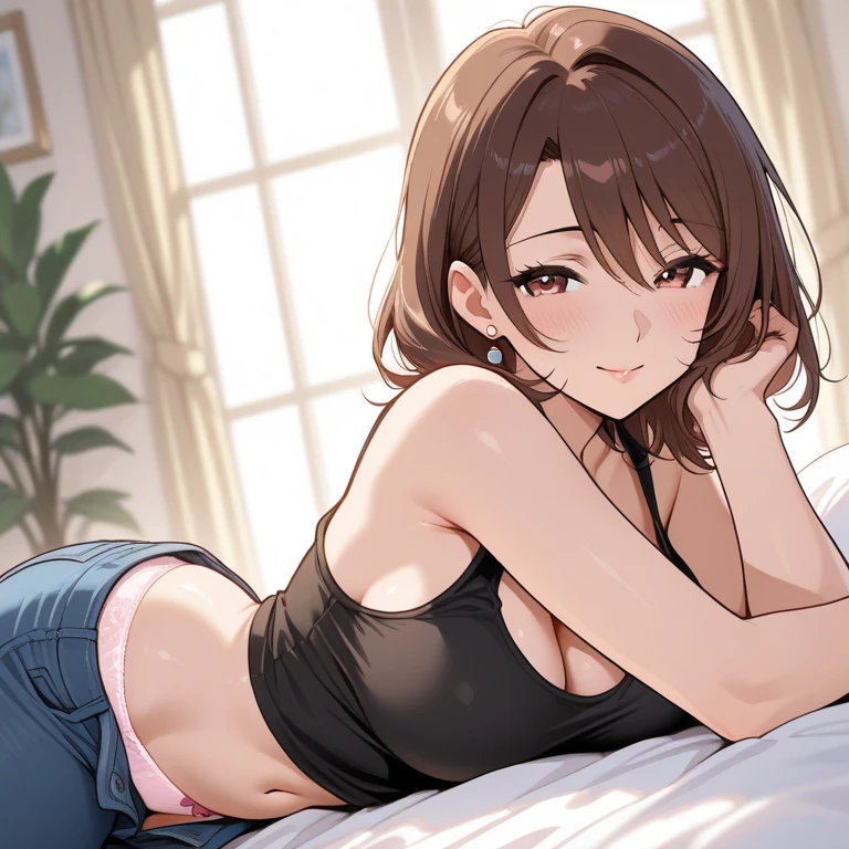 nsfw,(super fine illustration,8K CG wallpaper,best quality,extremely detailed,ultra high res,best aesthetic),(cowboy shot,from front),1girl ,idolmaster, {{{shiho kitazawa}}}, (20yo,beautiful girl,cute girl),(((beautiful dark brown eyes))),(beautiful dark brown hair), (((long hair))),(wet hair), (wet skin),(scatter sweat),(steam),(flat chests,large breasts),((slender and tall)), (((gray sports bra))),((bra lift)),(((gray sports panty))((panty pull)),(((bed room))), ((((spread legs)))),((spread pussy:1.3)),((ass)),(open mouths), (smile), ((stick out tongue)),(feel good), (one eye closed),(bukkake, cum on body:1.2),(bukkake, cum on face:1.1),(bukkake, cum on hair:1.2),,(bukkake, cum on bttt:1.2),(ecstacy),(((sex,back,pov))),((hands up)),looking back,dutch angle,