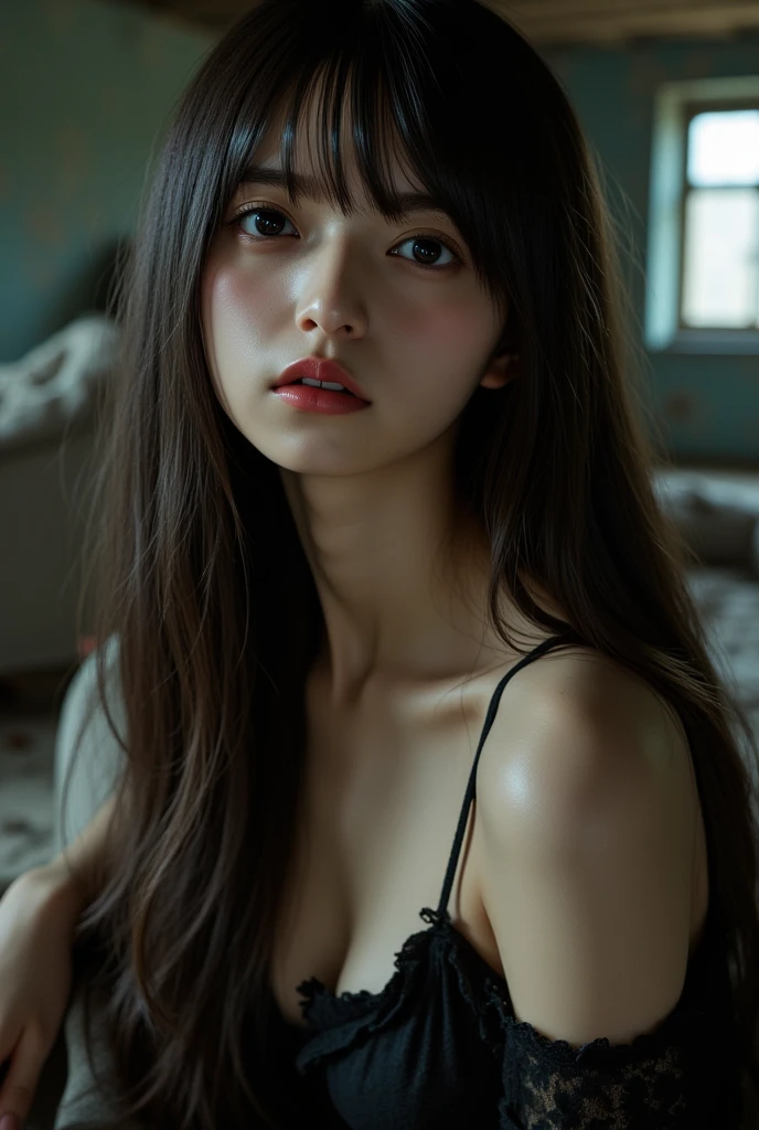 (realistic), (born Photography), ((highest quality)), ((masterpiece)), (be familiar with), perfect face epiCRealLife, (8K, highest quality, ultra be familiar with:1.37), analog style, model shooting style, born, beautiful girl pictures, mexican greek, brunette, brunetteの髪, long curly hair, pure white skin, sexy pose, full body, no tattoos, intricate details, perfect face, Naughty, Wearing a beautiful black dress. ((realistic):1.2), born.