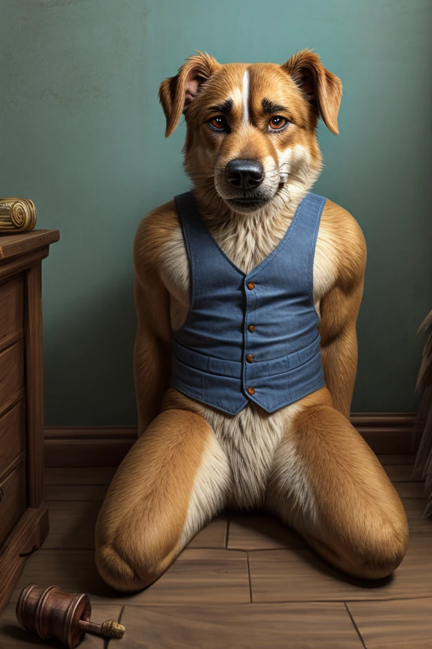 Masterpiece detailed portrait of a male anthro german shepherd, jacket open, underwear, underwear bulge, posted to e621, zaush, kenket, dramatic lighting, suggestive posing, sexy, seductive 1.3, seductive smile, suggestive grin