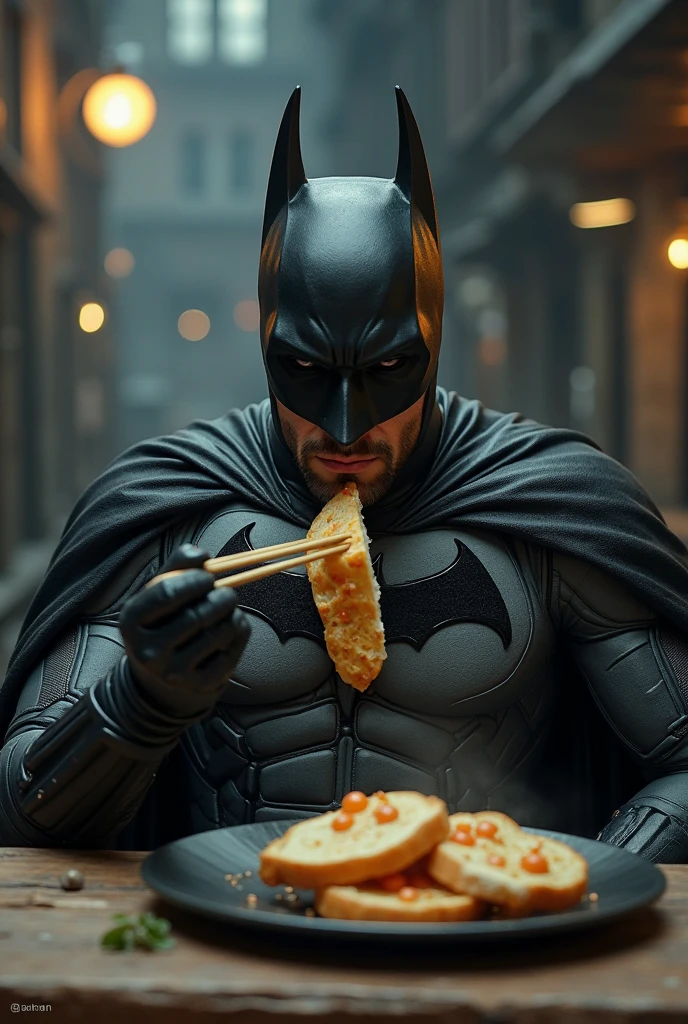 batman eating cozze in taranto