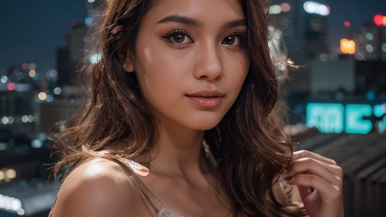 beautiful woman wearing a dress,Body Portrait、8k,Beautiful details in the eyes,Dindal effect、masterpiece, 最high quality, high quality, High resolution、Very detailedな写真、(Natural skin texture、Detailed skin、Hyperrealism、Ultra Sharpness)、Skin with attention to detail、(Very detailed、Detailed skinの質感、Intricate details、Beautiful Face、(Lively Faces)、Realistic eyes、Beautiful and detailed、Realistic Skin、Beautiful skins、Surreal、Very detailed、Golden Ratio、With a smile、((Night moonlight background))、Body Portrait