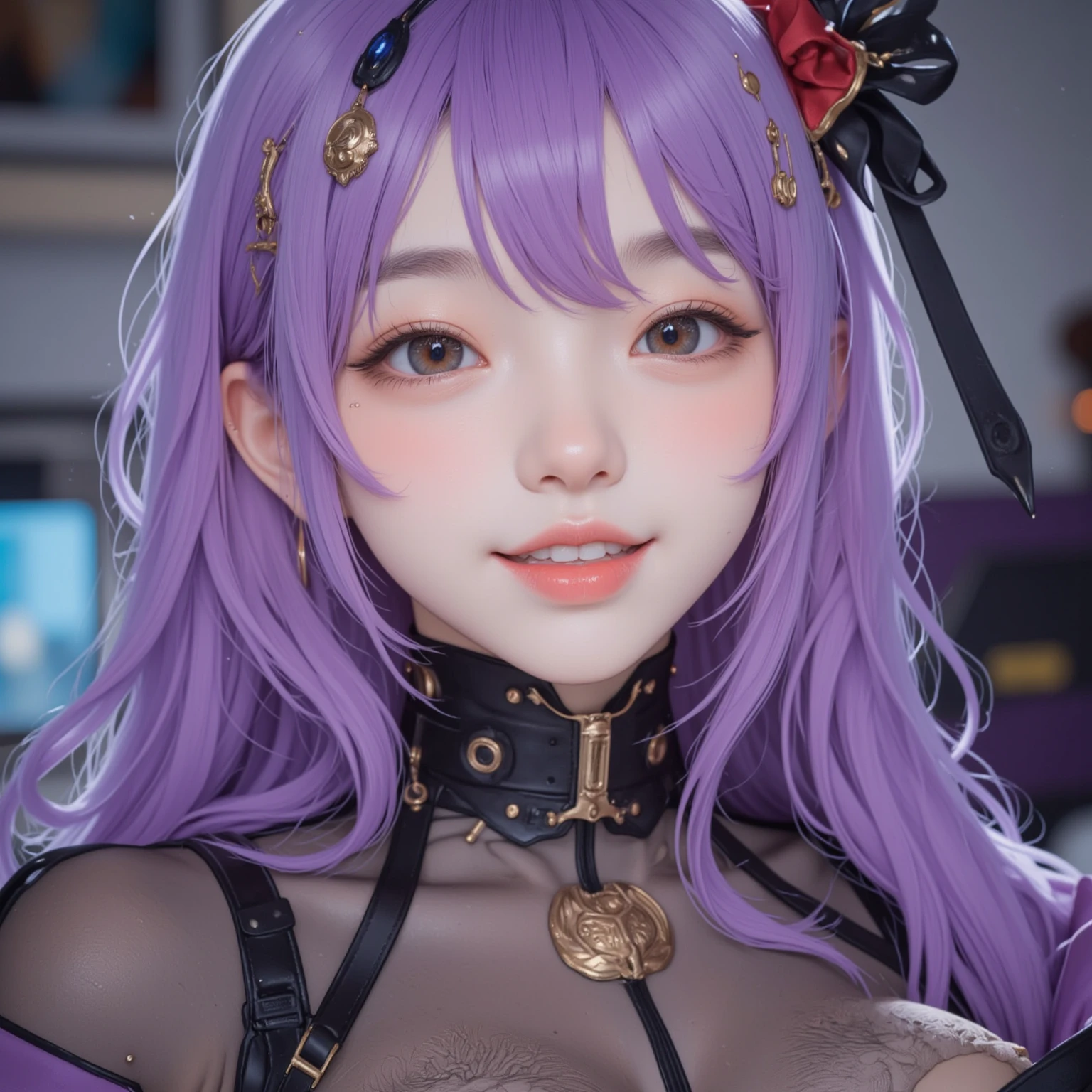 The clothes were completely wet,turned into transparent clothes,You can directly see the skin underneath and the very obvious flesh color through the clothes,Wearing nothing underneath the clothes,Obvious cleavage can be seen,big breasts